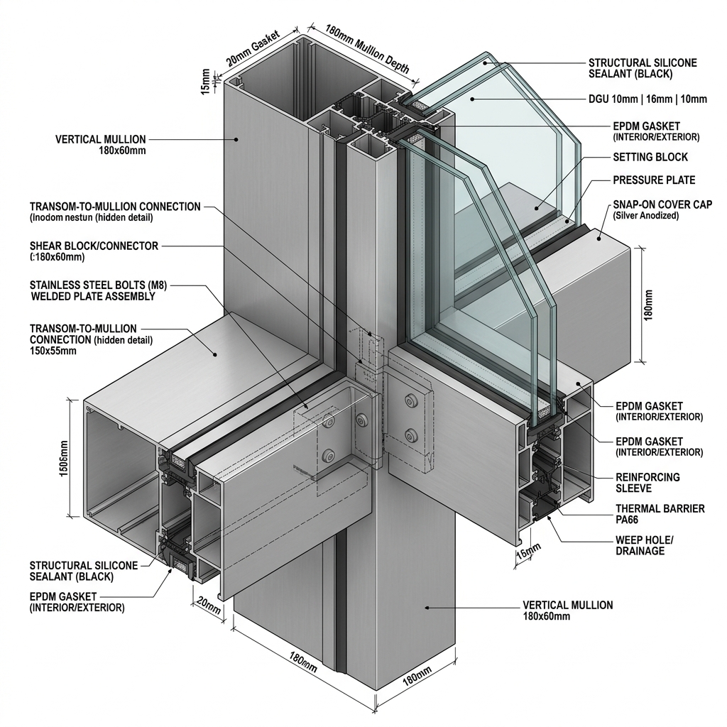 Curtain Wall Structural Node Isometric View